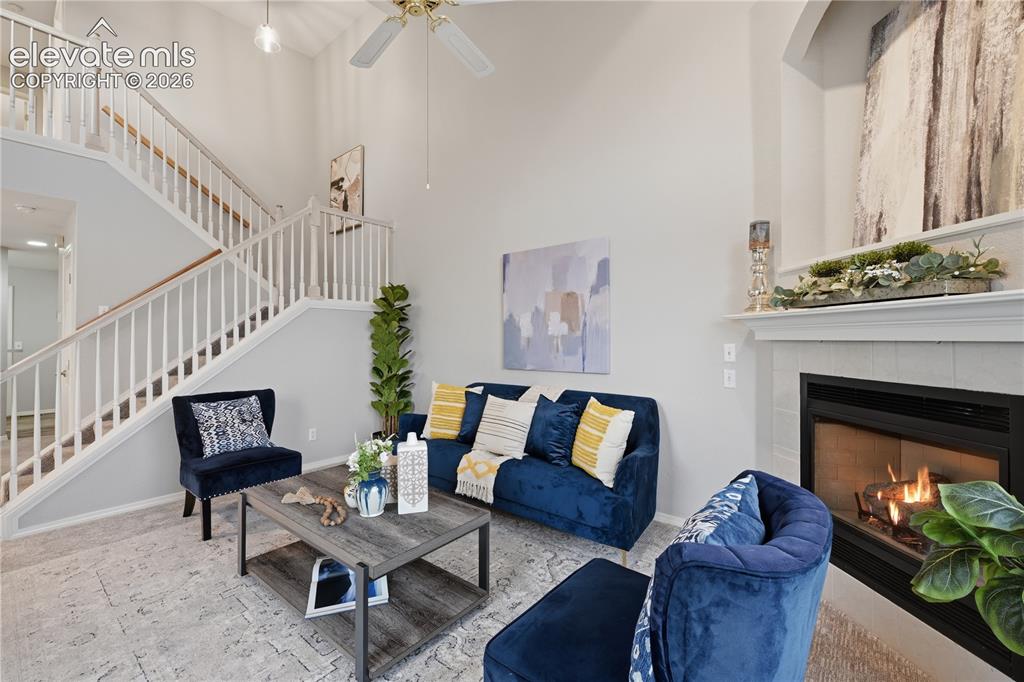 Image 2 of 26: Vaulted ceilings and cosy fireplace