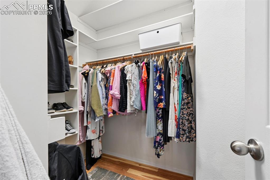 Image 32 of 50: Walk in closet featuring light wood-style flooring