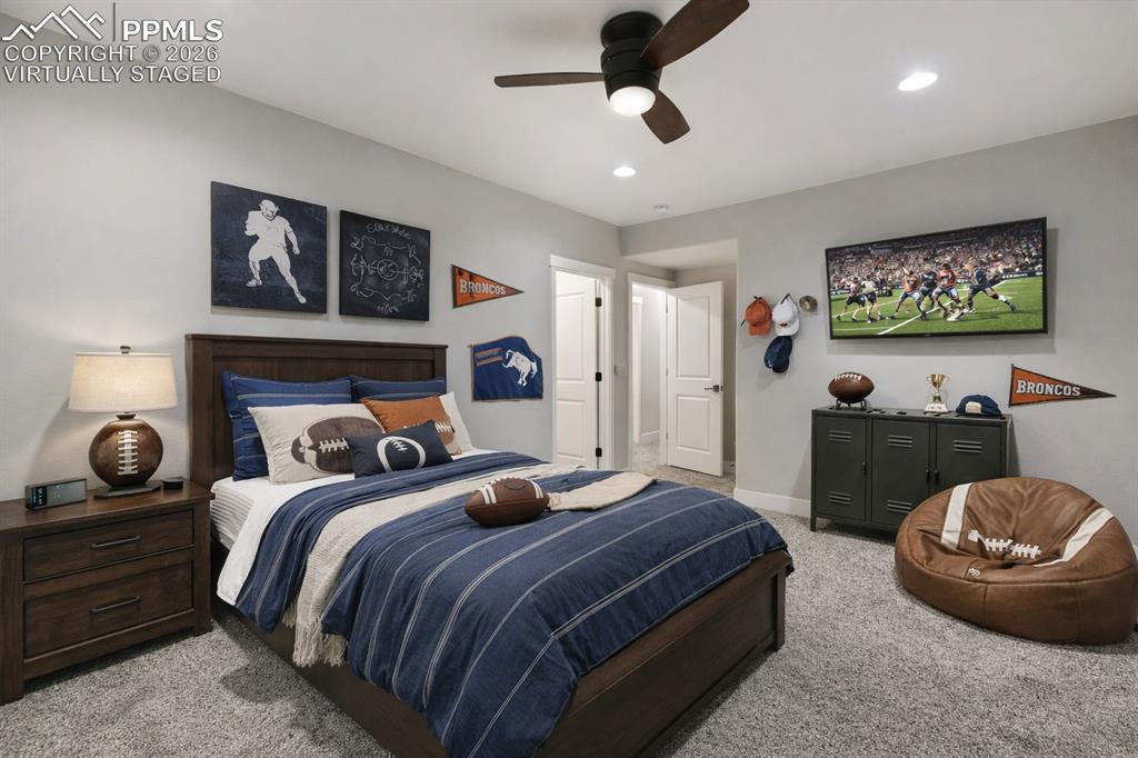 Image 26 of 41: Basement Bedroom #3 Virtually Staged