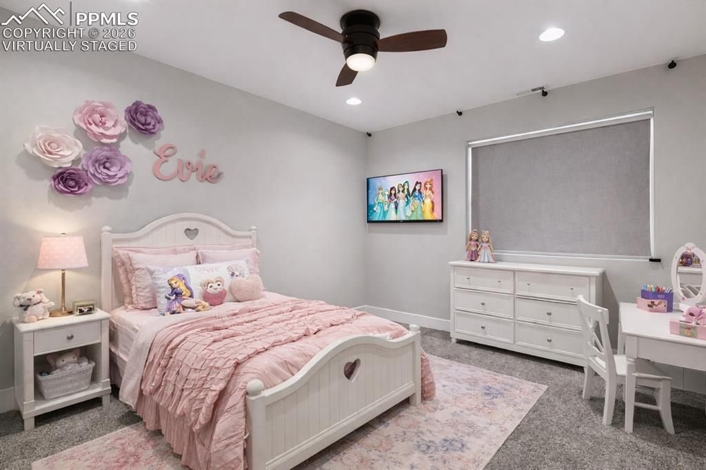 Image 29 of 41: Basement Bedroom #4 Virtually staged