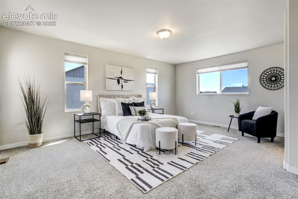 Image 21 of 44: Big windows & cozy vibes in the Primary Bedroom.