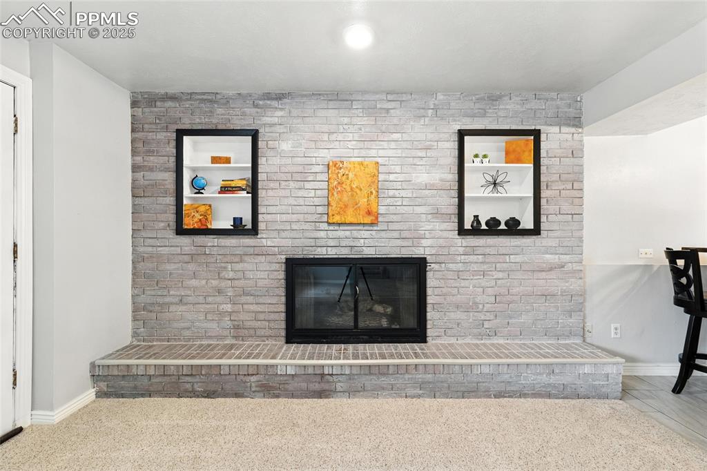 Image 7 of 42: Contemporary Gas Fireplace Mantle