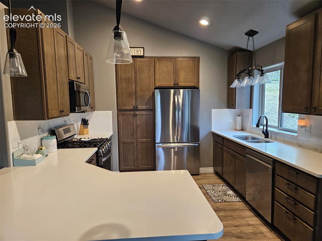 Image 20 of 37: Large lower level with gas heater fireplace