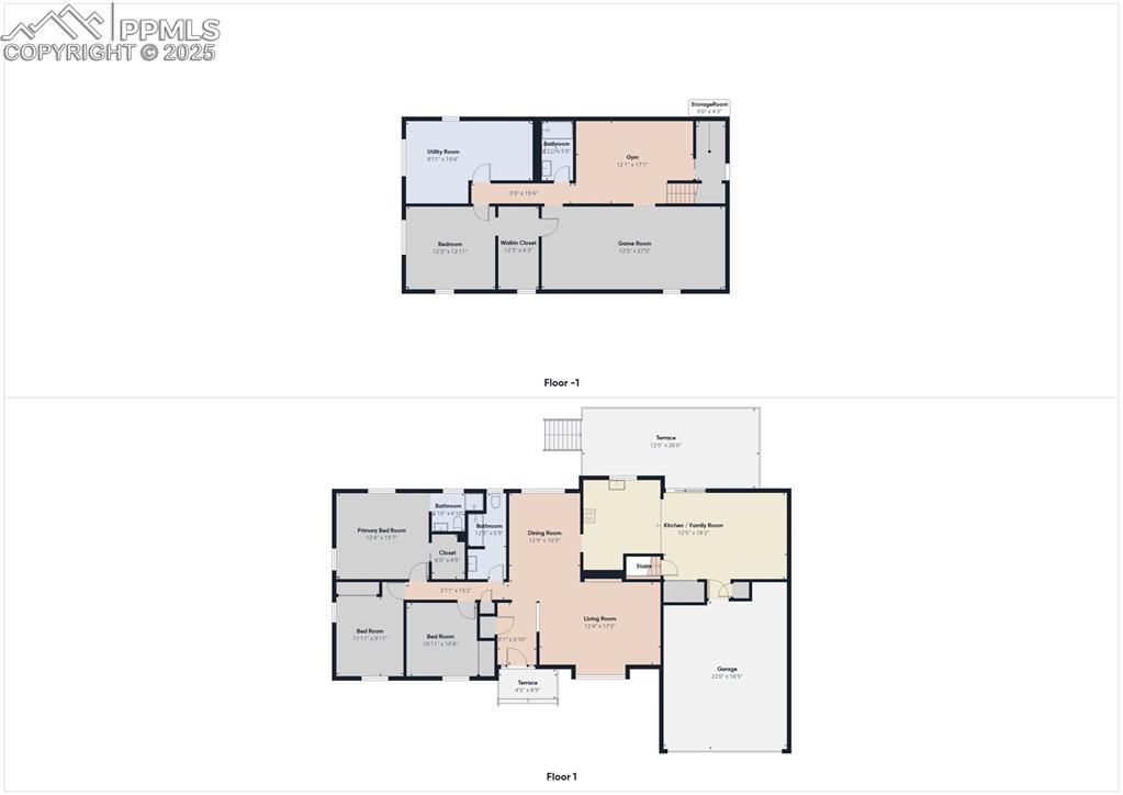 Image 50 of 50: Main Level and Basement Floor Plan