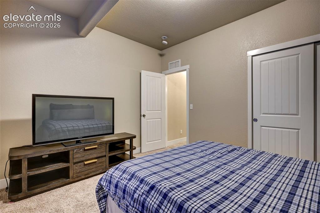 Image 35 of 40: Carpeted flooring, recessed lighting, and white paneled doors