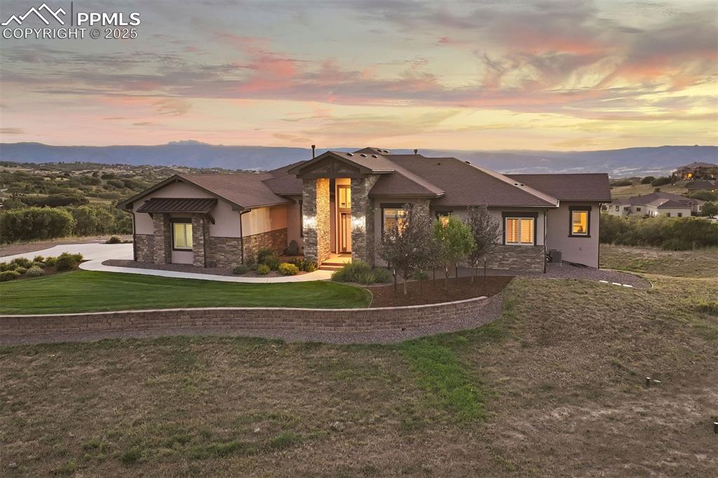 Caption: Welcome Sleek elegance with breathtaking mountain views.