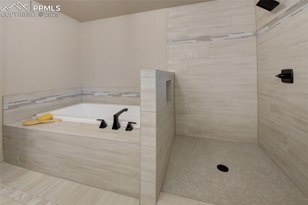 Image 23 of 49: Large shower and soaking tub