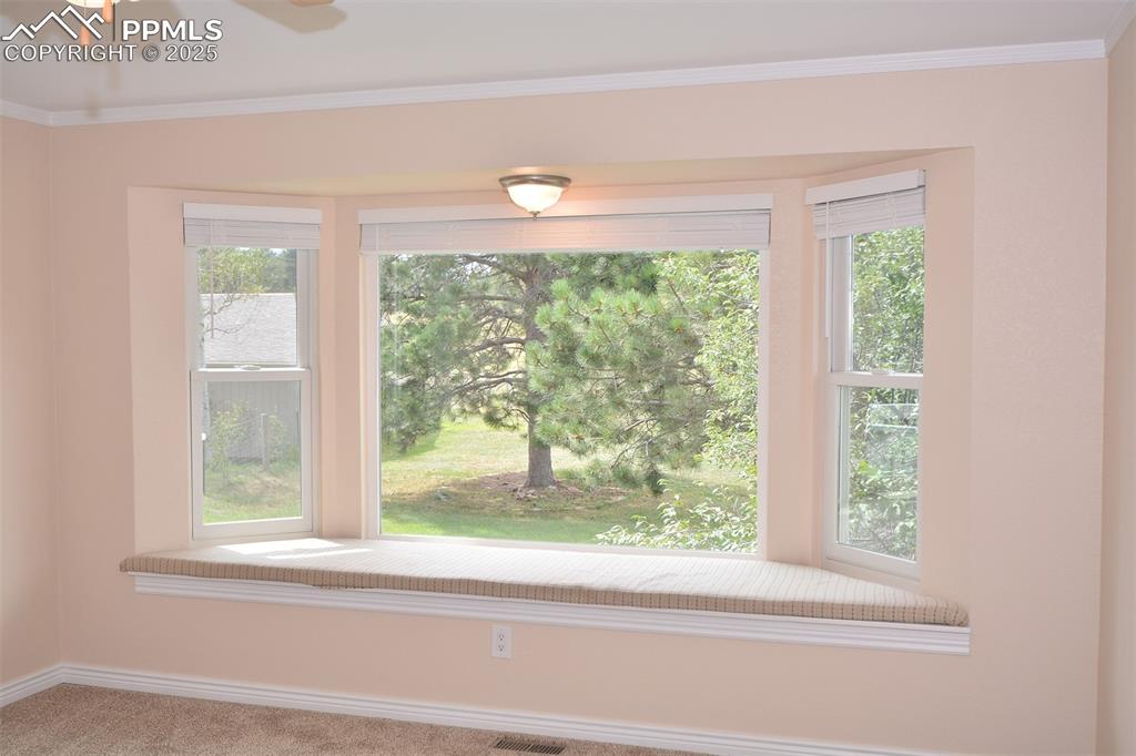 Image 16 of 50: Window seat in MBR for peaceful moments gazing into the backyard