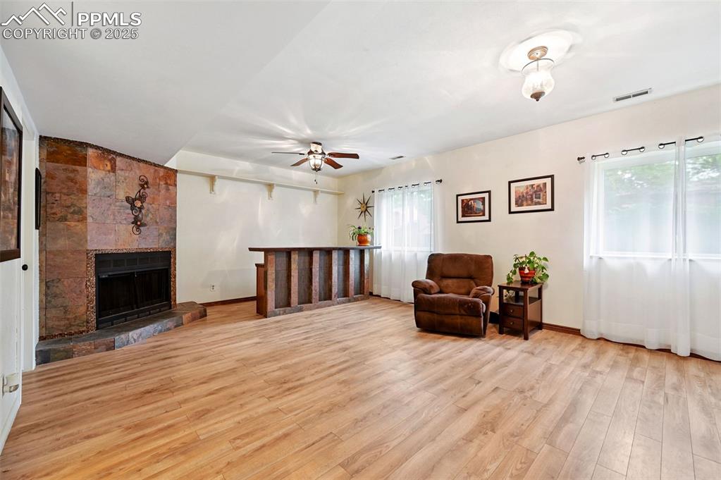 Image 11 of 42: The lower level walk-out family room gets tons of light.
