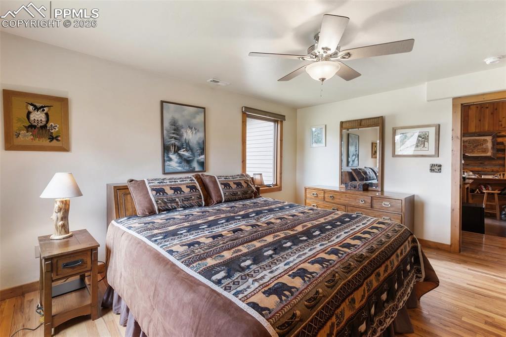 Image 26 of 48: The primary suite features hardwood flooring, a walk-in closet, and spaciou