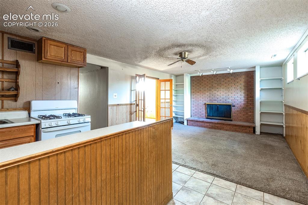 Image 20 of 37: Basement Level Family Room - Wood Burning Fireplace