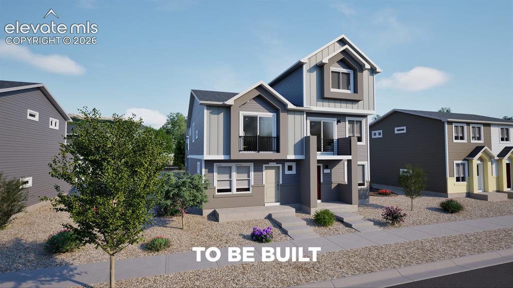 Image 1 of 26: Modern residential architecture featuring a light gray and dark gray exteri