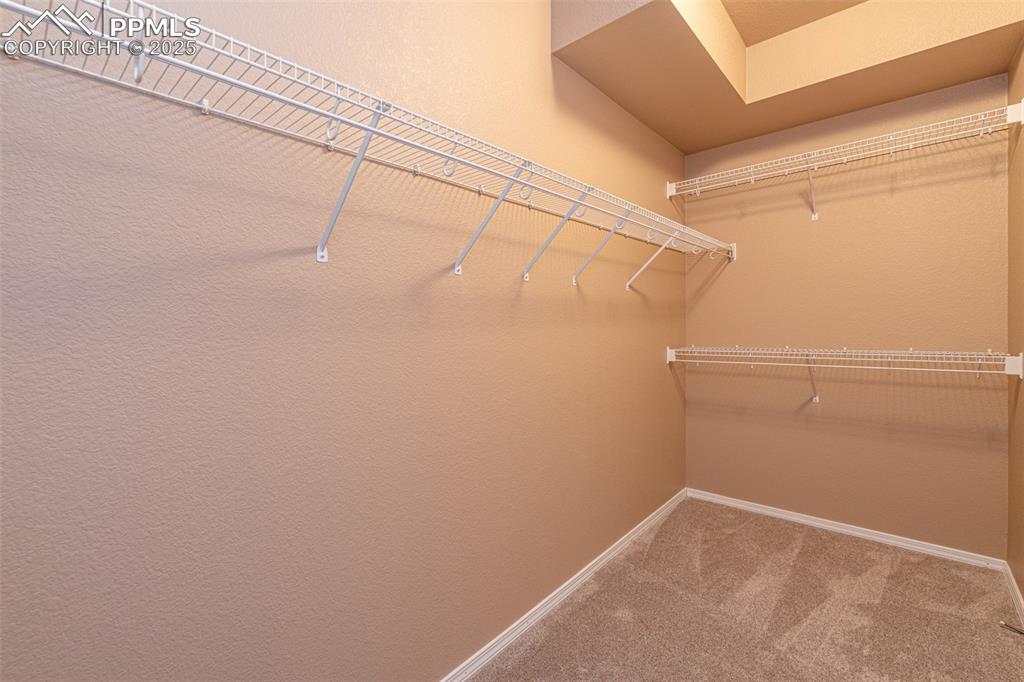 Image 24 of 41: Walk in closet with light colored carpet