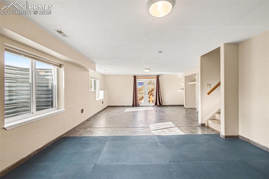 Image 20 of 28: Downstairs living room with walkout basement