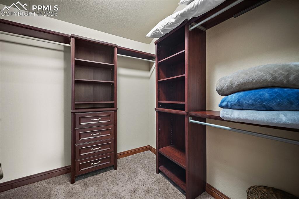 Image 22 of 47: Walk in closet featuring light colored carpet