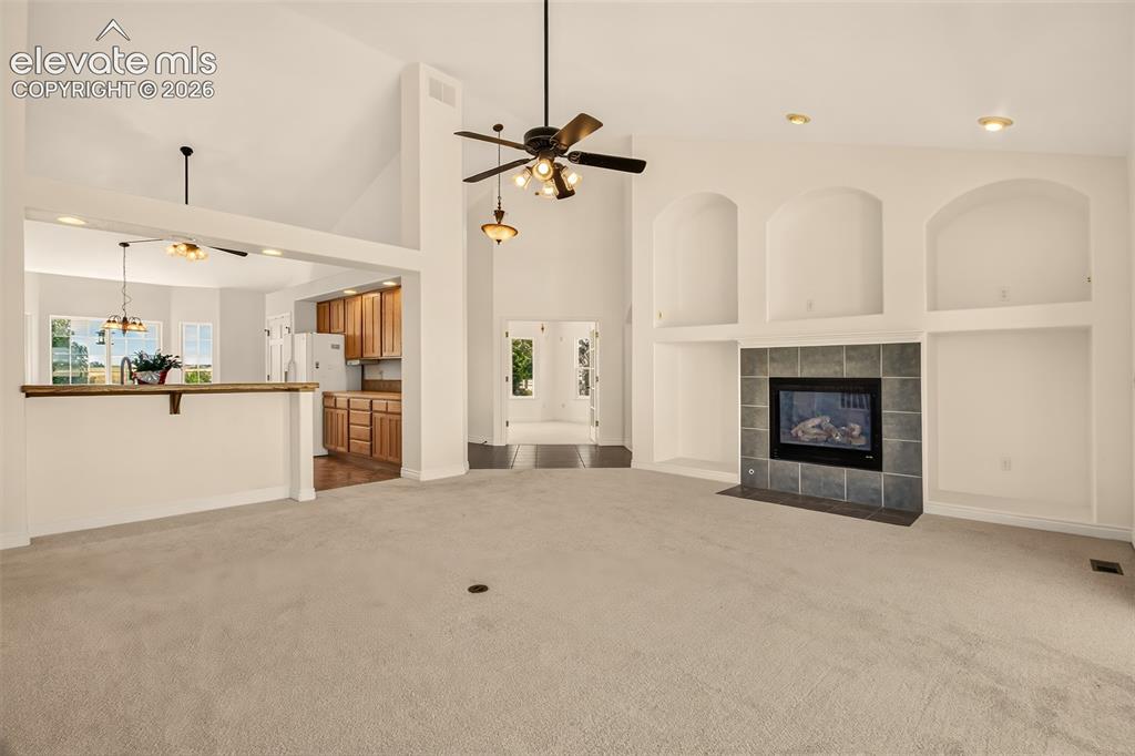 Image 18 of 50: Built-Ins, Gas-Log Fireplace, Kitchen, Looking Into The Office Thru The Fre
