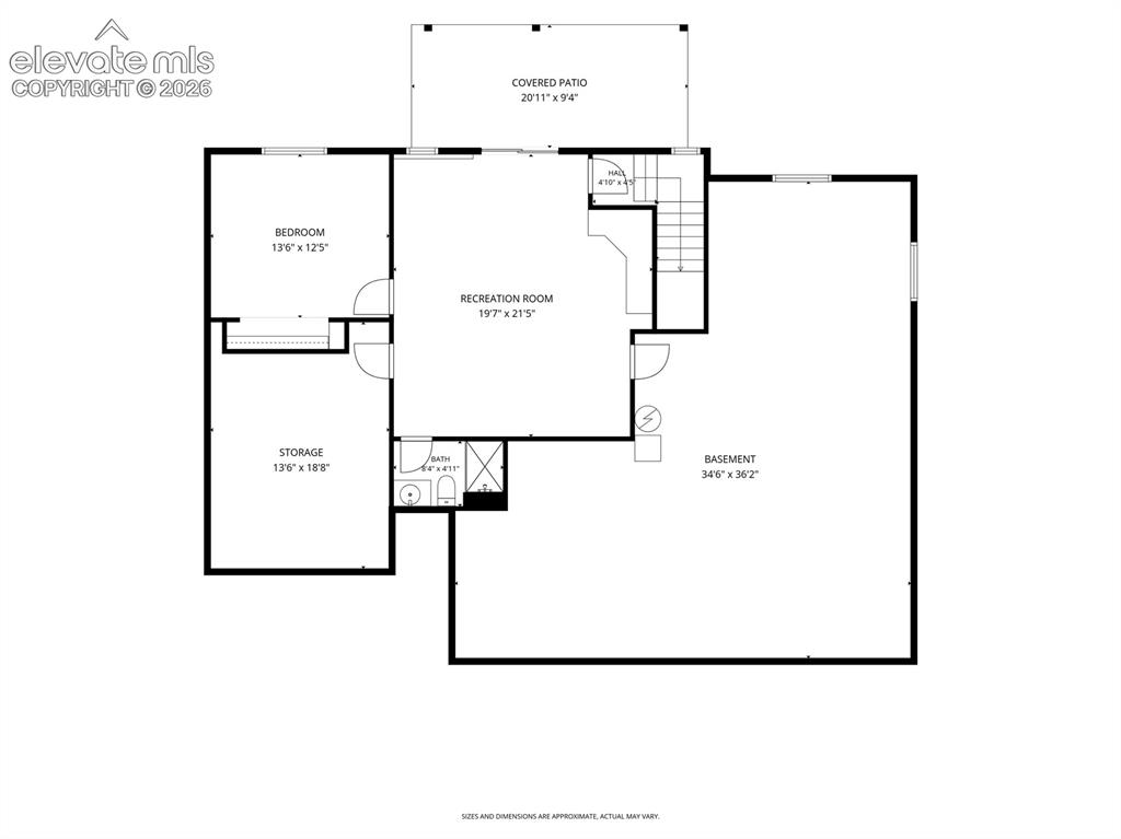 Image 48 of 50: Basement w/Bedroom, Bathroom, and Family Room. Right Side Is Unfinished, So