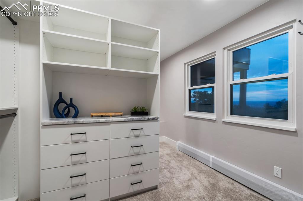 Image 19 of 48: Walk in closet with carpet flooring