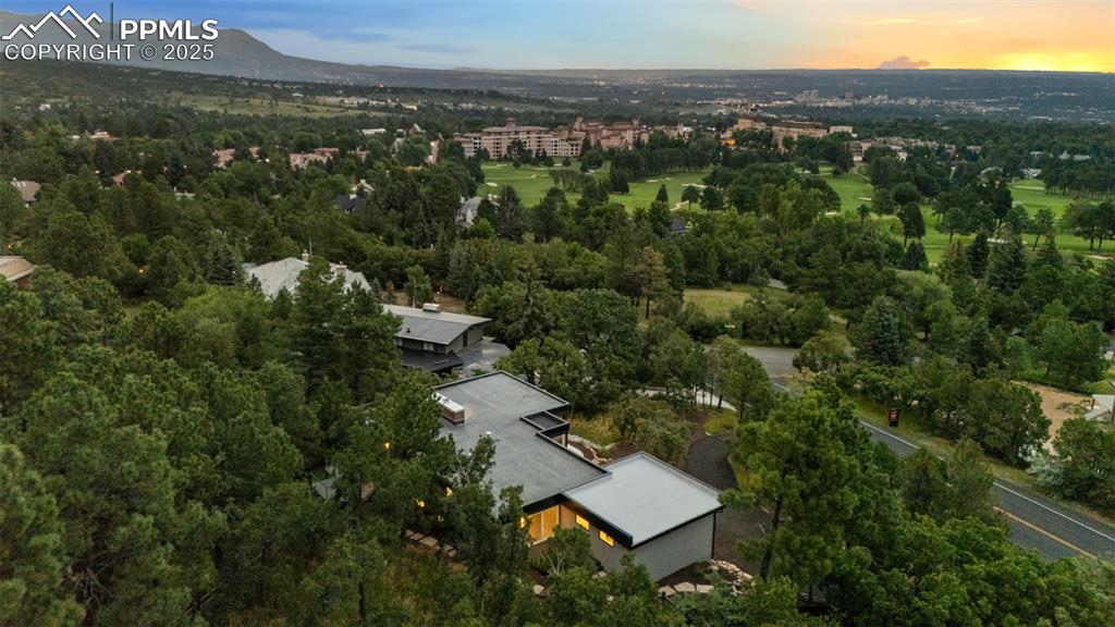 Image 35 of 48: Drone / aerial view of a mountain backdrop