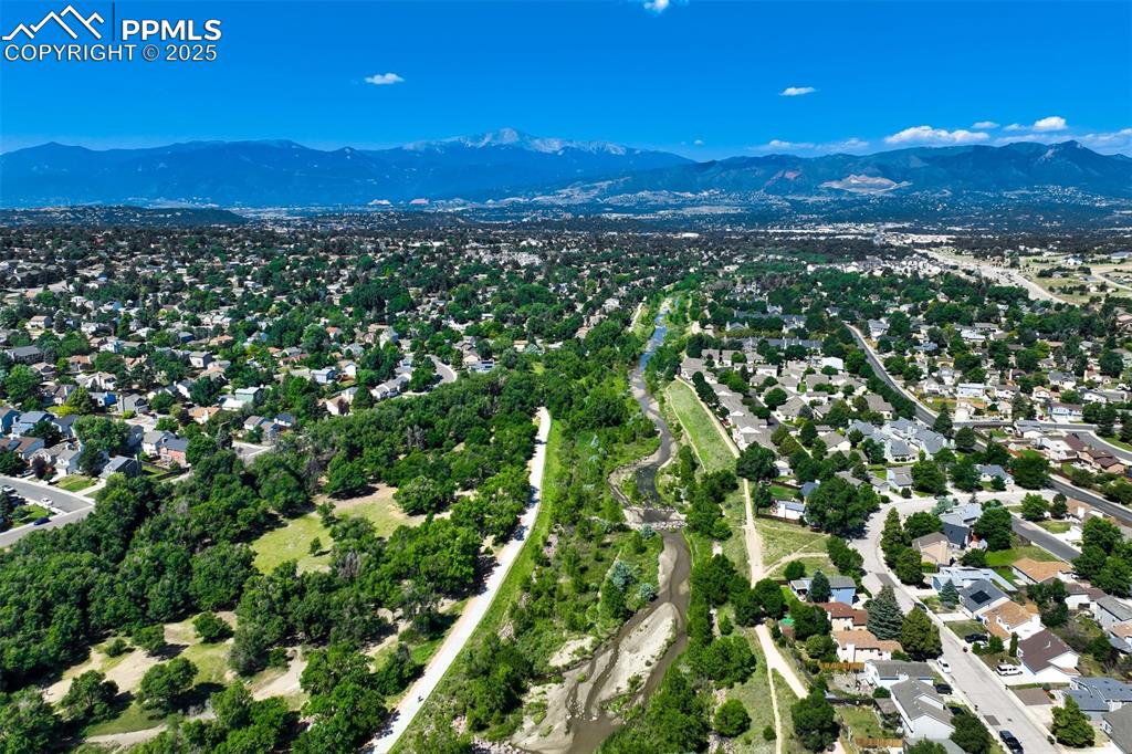 Image 50 of 50: Drone / aerial view of a mountainous background