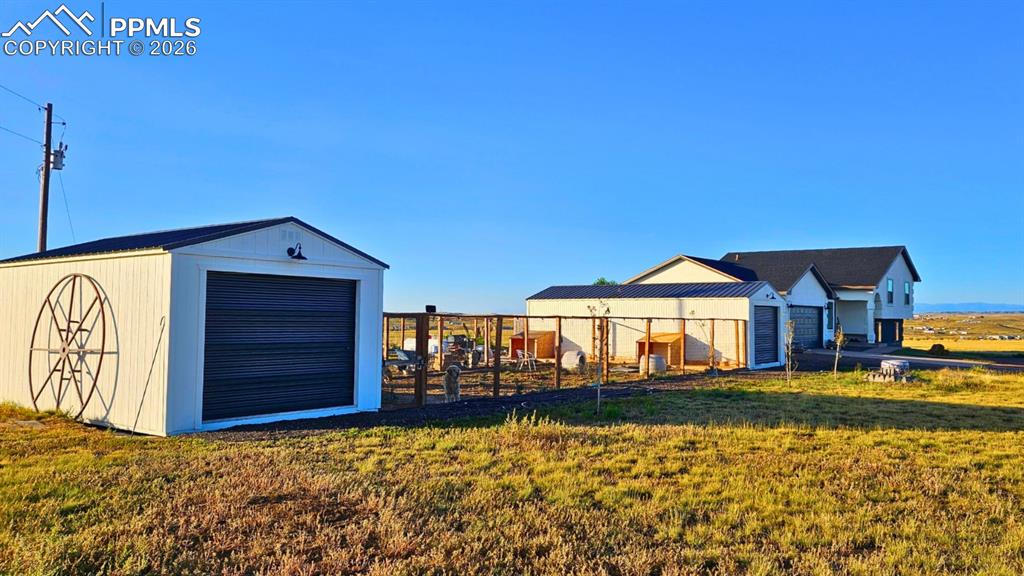 Image 41 of 41: 4 Garages with Built-In Stable for Goats, Dogs, Chickens with 2 Runs and Li