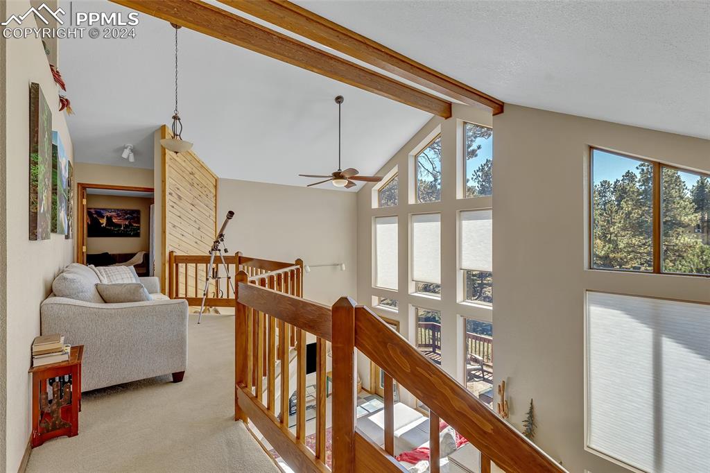 Image 13 of 40: Upper Landing to All Bedrooms, Amazing Views, Living, Carpeted,