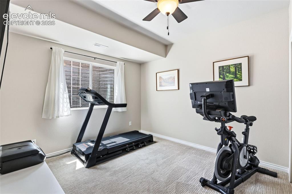 Image 34 of 49: One of two basement bedrooms to be used as you desire - bedroom/office/exer