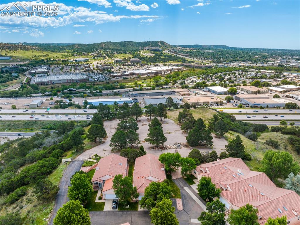 Image 25 of 34: Aerial perspective of suburban area
