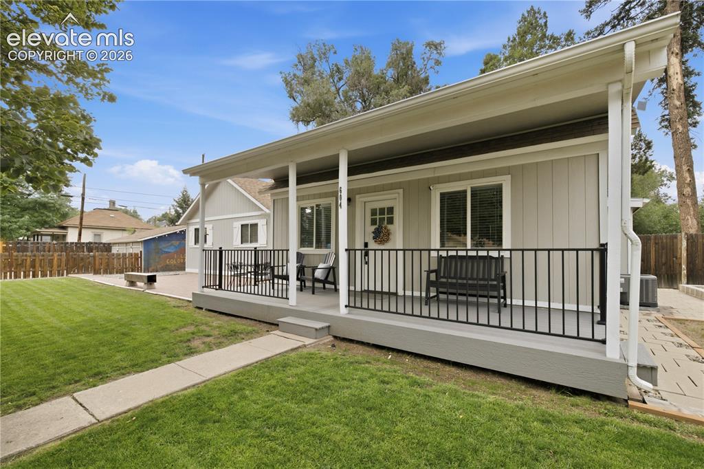 Caption: Covered front porch