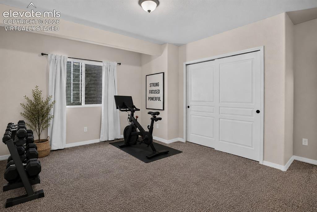 Image 39 of 50: Virtually Staged - Plush carpeted flooring, a recessed window, and white sl