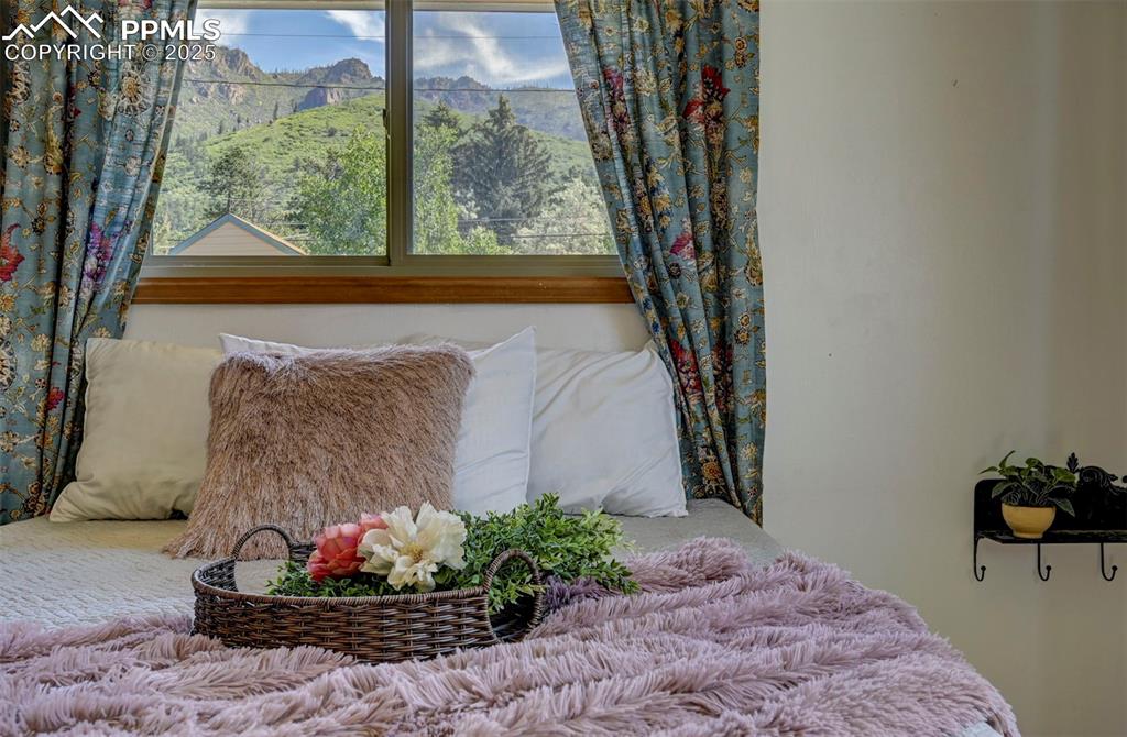 Image 30 of 50: Main Level Bedroom #2 provides fabulous mountain views as well.