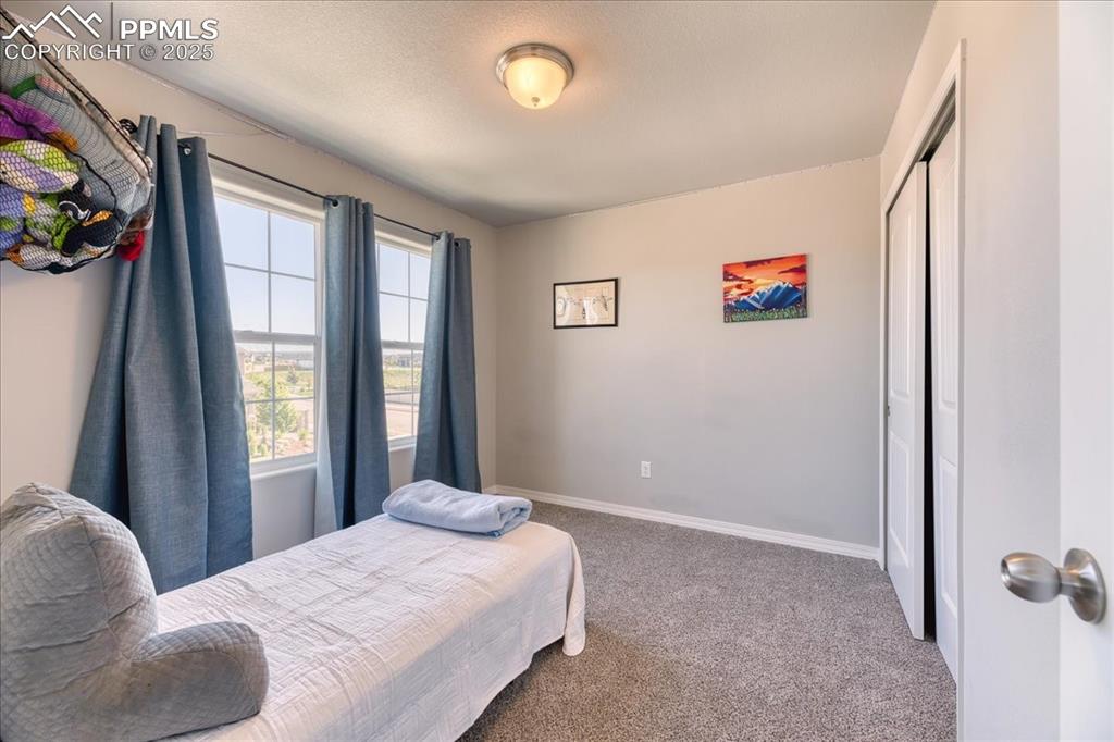Image 28 of 39: Carpeted bedroom with a closet and baseboards