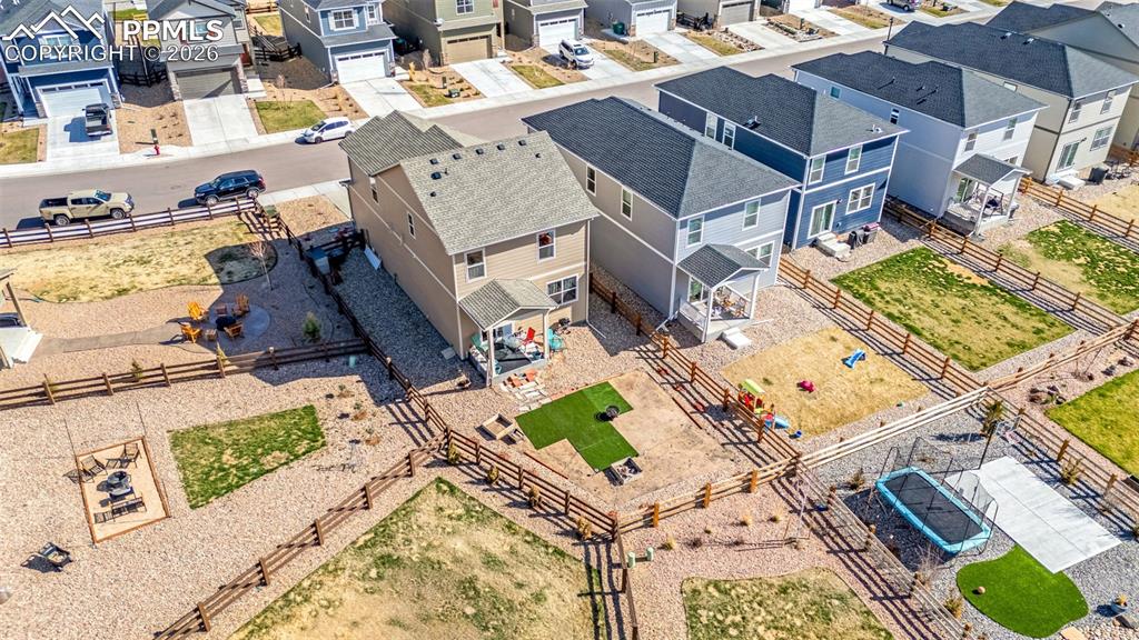 Image 21 of 27: Aerial view featuring a residential view