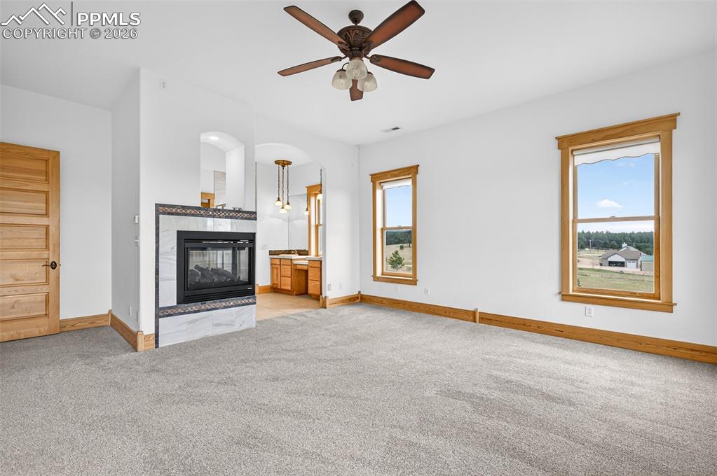 Image 19 of 50: 3 sided fireplace