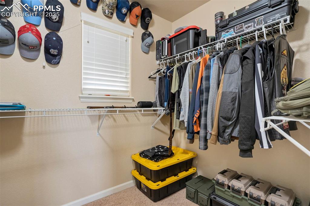 Image 25 of 49: Spacious closet with carpet floors