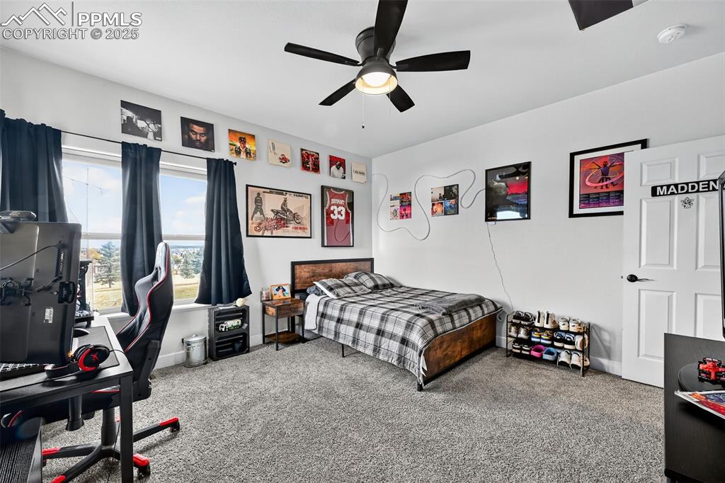 Image 16 of 39: Bedroom with carpet and a ceiling fan