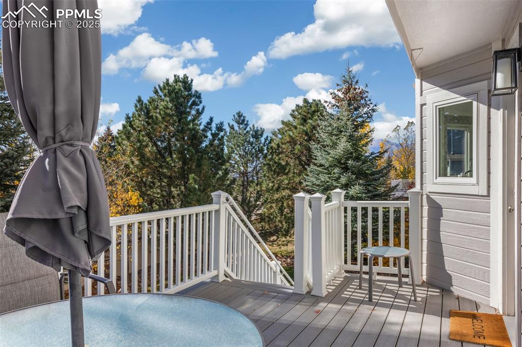 Image 41 of 43: Deck featuring view of scattered trees