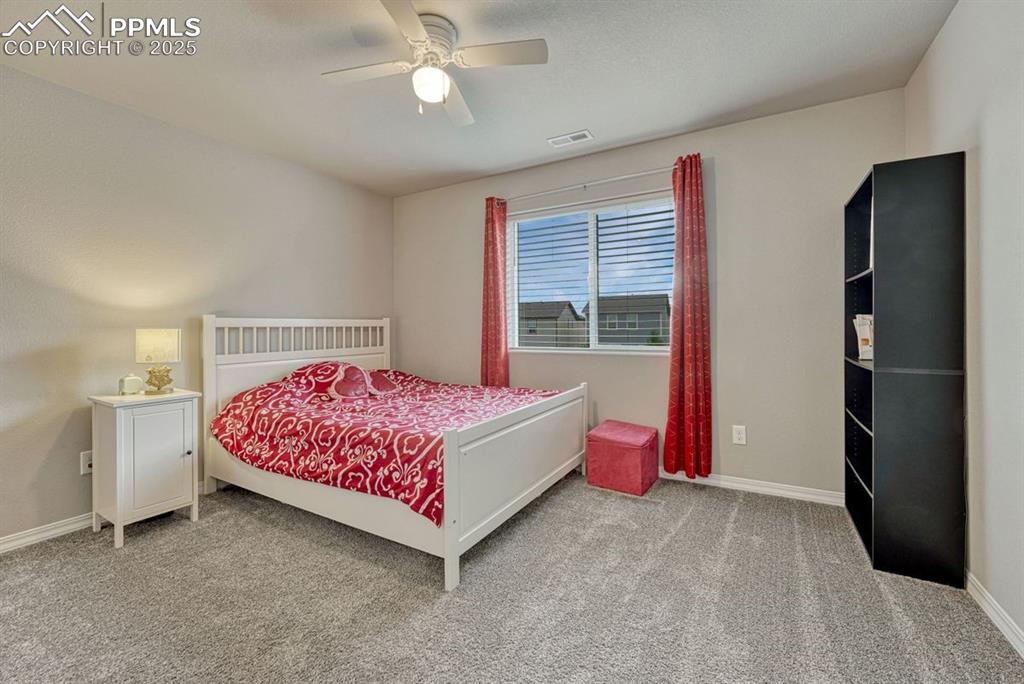 Image 26 of 40: Upstairs bedroom #2 with mountain view, walk-in closet and plush carpet
