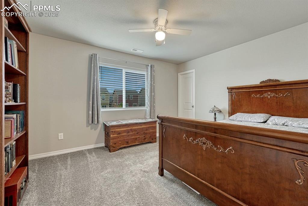 Image 28 of 40: Upstairs bedroom #3 with mountain view, walk-in closet and plush carpet