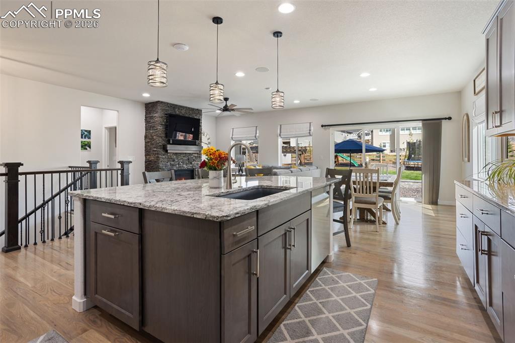 Image 5 of 41: View from kitchen to dining area and living room