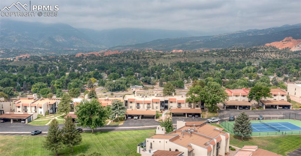 Image 2 of 40: Aerial view of a mountain backdrop