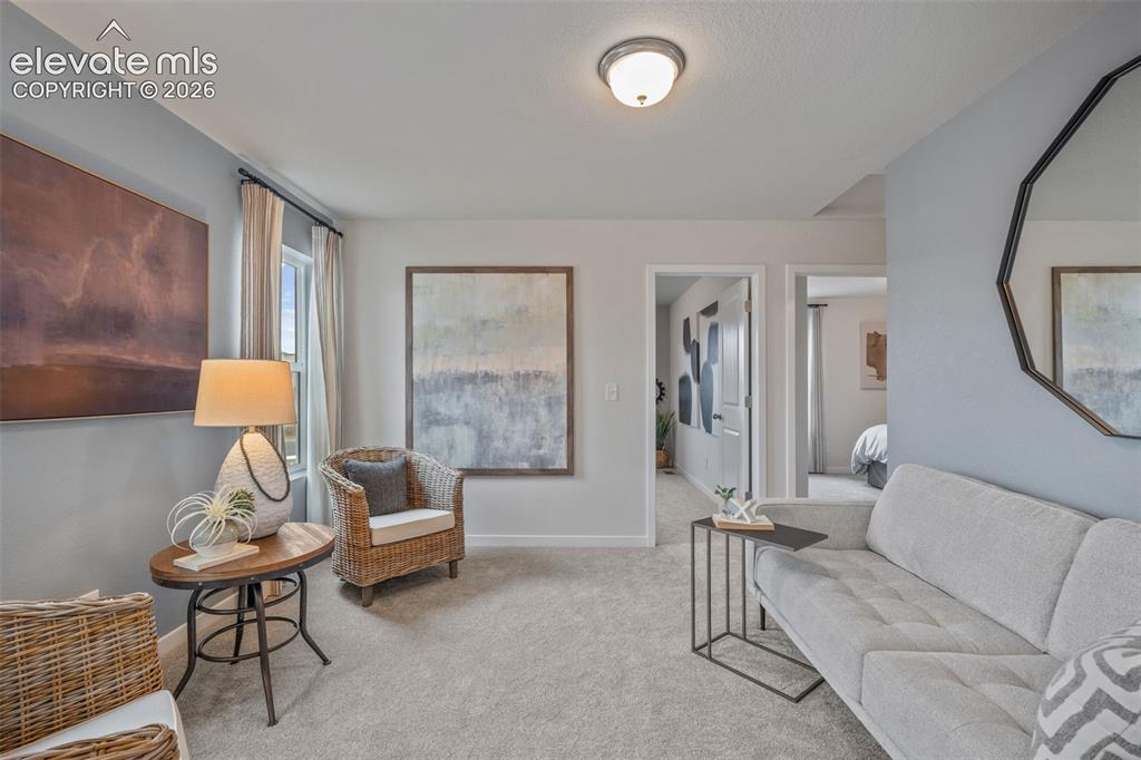 Image 13 of 26: Recessed lighting, light-toned carpeting, ample natural light, and neutral