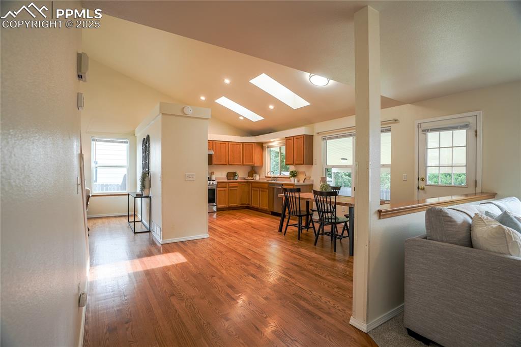 Image 19 of 37: Kitchen featuring skylights