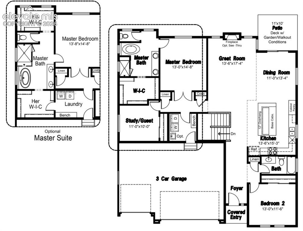 Image 21 of 28: Hillingdon Floor Plan with the Master Suite with two walk-in closets! 