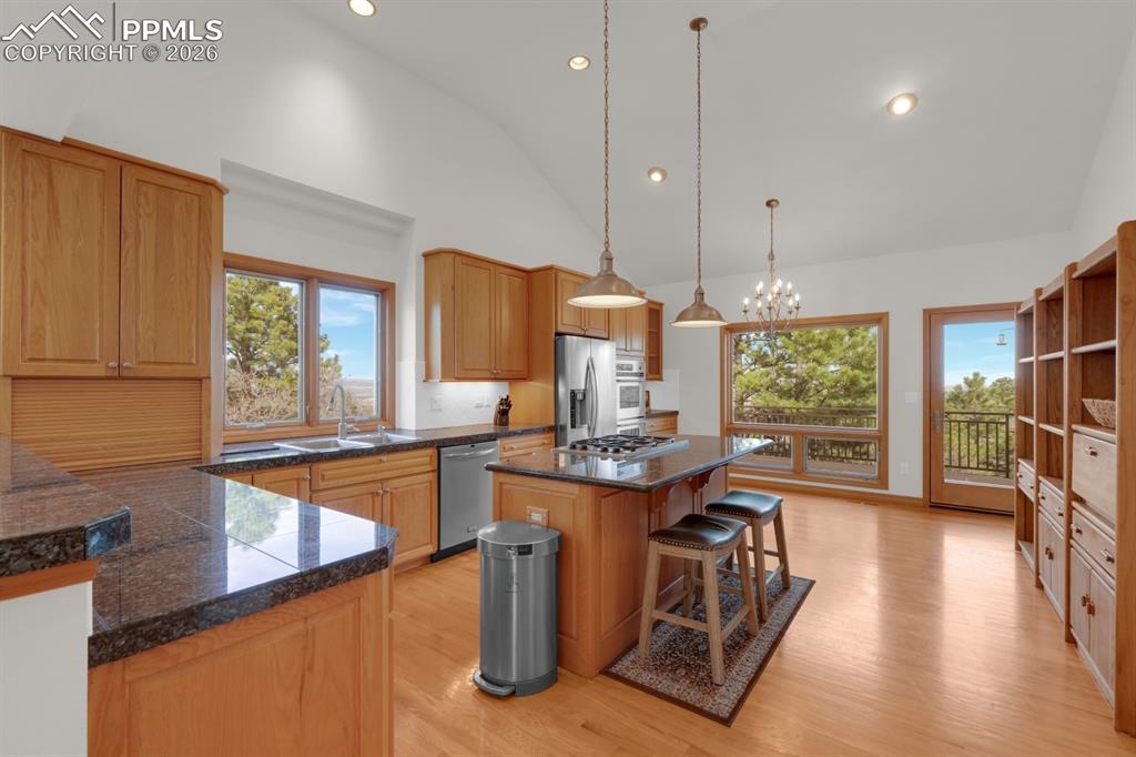 Image 2 of 48: Large island & walk-out to deck