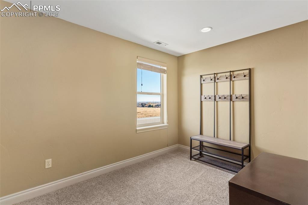 Image 28 of 49: Mudroom featuring light colored carpet and recessed lighting