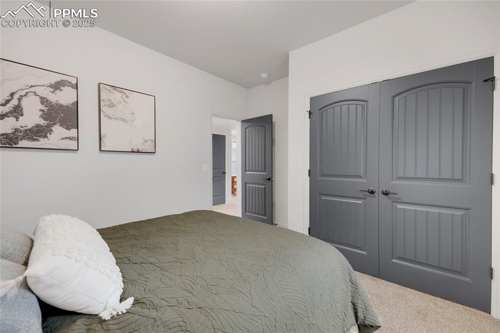 Image 31 of 37: Carpeted bedroom with a closet