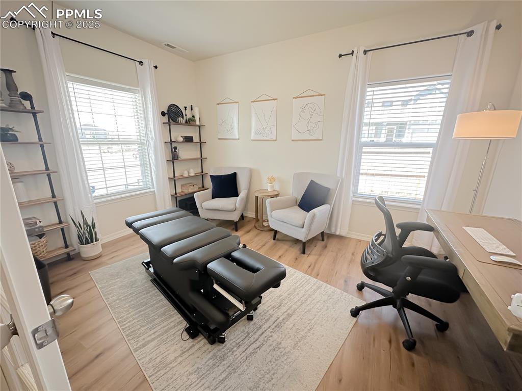 Image 10 of 42: Office area with light wood-type flooring and plenty of natural light