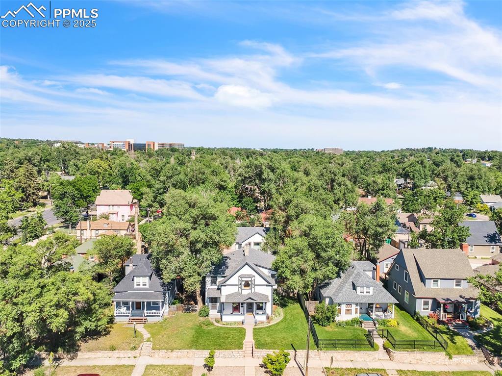 Image 42 of 49: Aerial perspective of suburban area