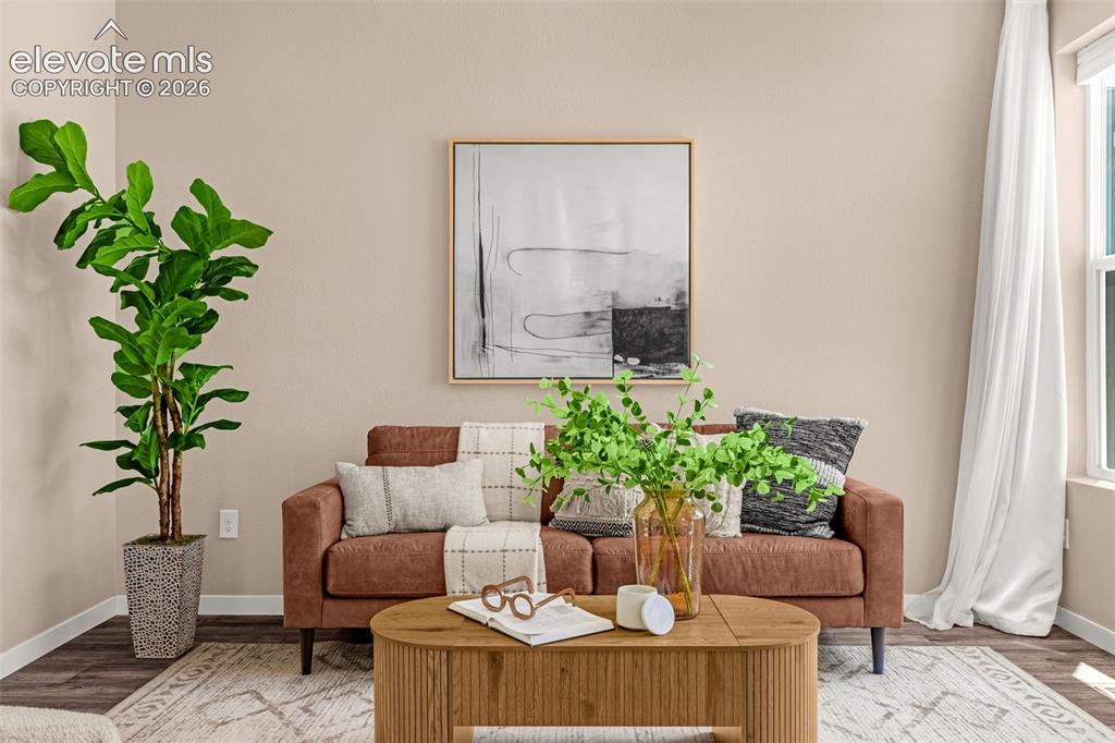 Image 12 of 28: Wood-finish flooring with light-toned walls and crisp white trim